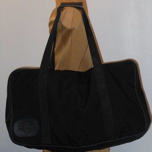 Harley Davidson Black Canvas Duffle Bag Strap Handle Zippered Enclosure 23W"x13"